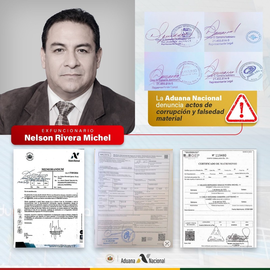 Aduana Nacional denuncia actos de corrupción y falsedad material en agencia de Arica- Aduana Nacional denuncia actos de corrupción y falsedad material en agencia de Arica