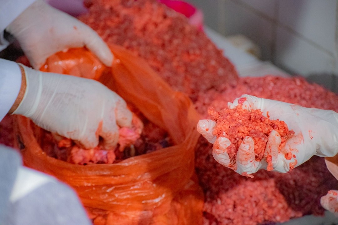 Decomisan botellas con sangre para "teñir" carne en mal estado en el mercado Los Pozos- Decomisan botellas con sangre para "teñir" carne en mal estado en el mercado Los Pozos
