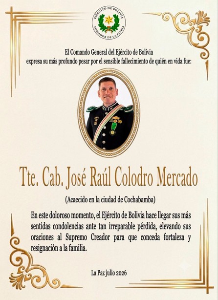 Muere instructor militar durante un salto de paracaidismo en Cochabamba