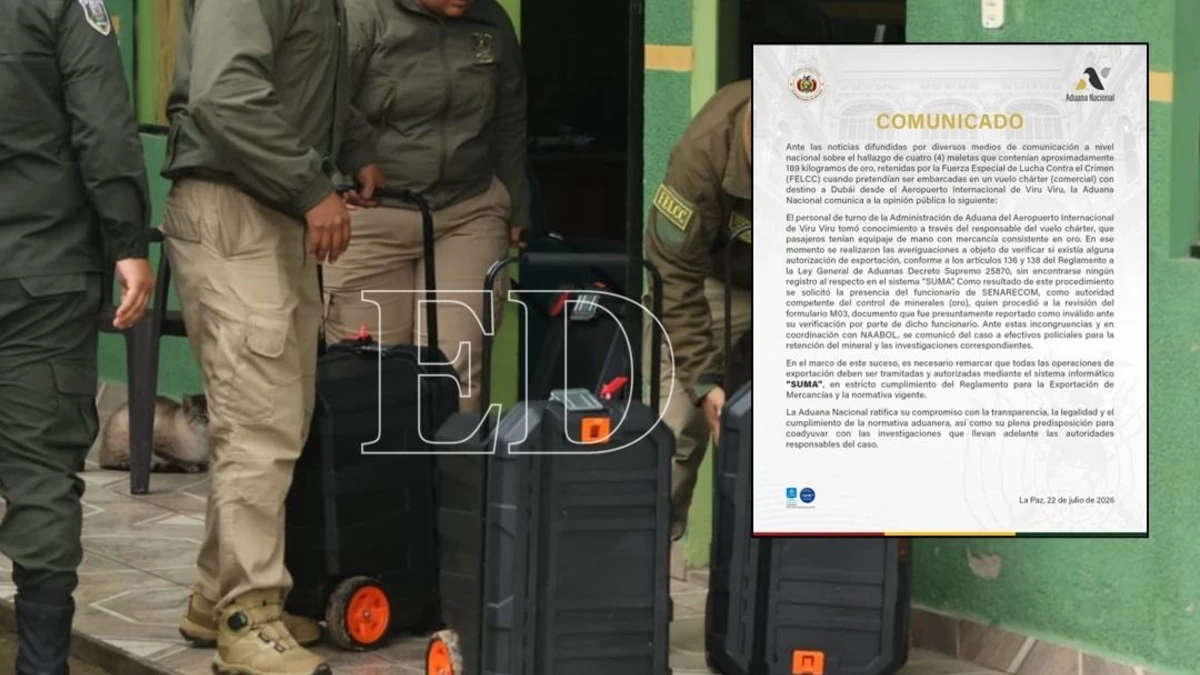 La Aduana señala que el responsable del vuelo chárter alertó que varios pasajeros portaban maletas con oro La Aduana señala que el responsable del vuelo chárter alertó que varios pasajeros portaban maletas con oro